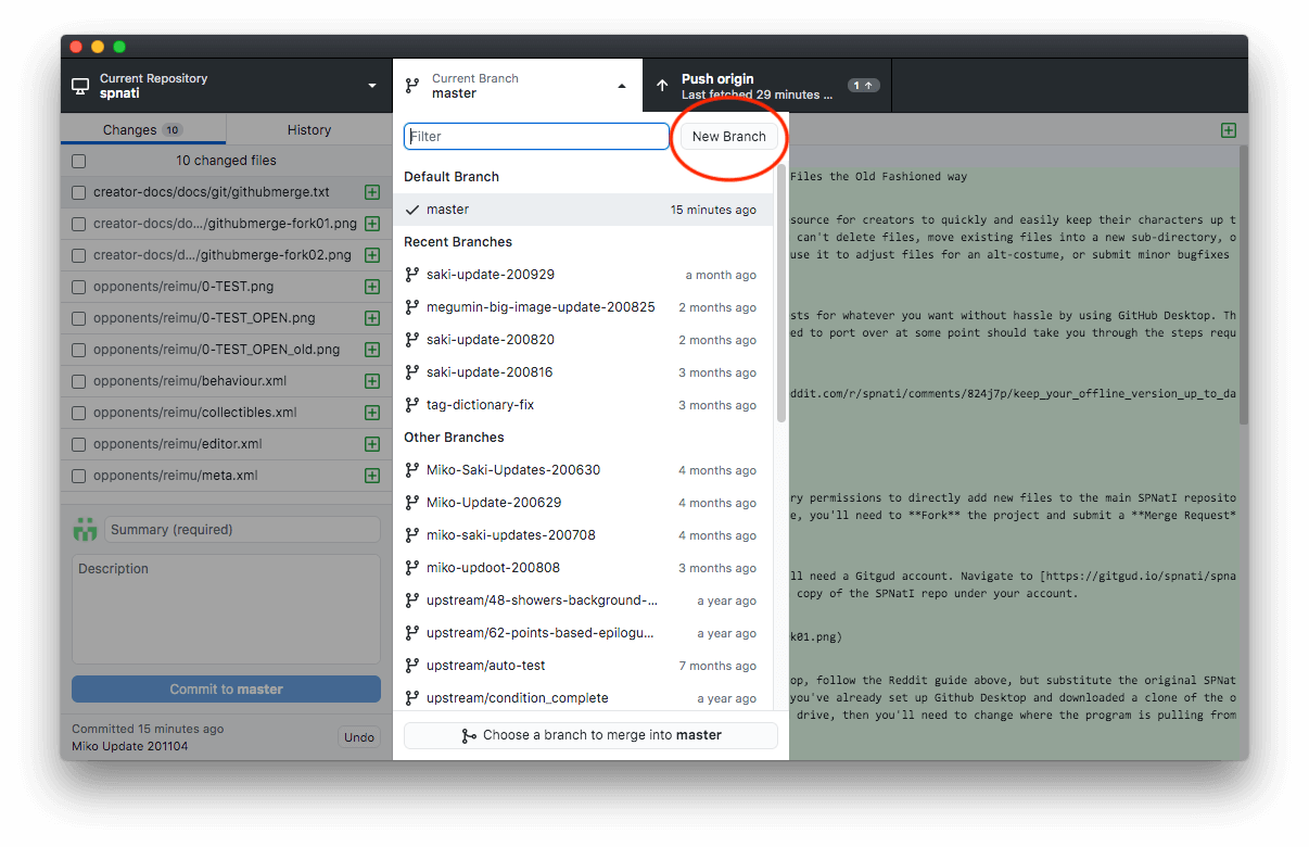 Creating Manual Merge Requests - SPNATI Docs